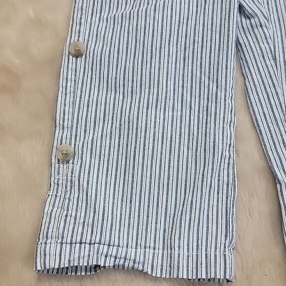 JANIE AND JACK BLUE STRIPED SEERSUCKER ROLL-UP PANTS, SIZE 2T - Picture 6 of 12